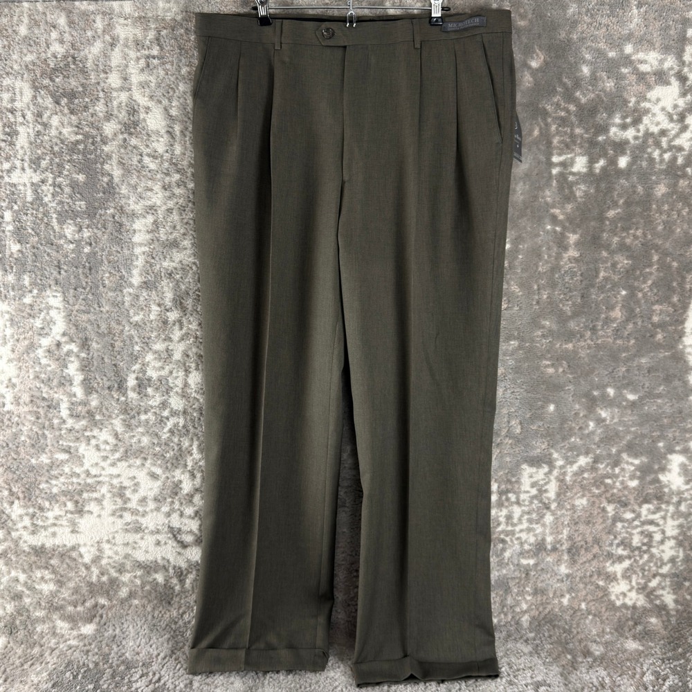 New Angelo Rossi‎ Size 42x30 Pleated Microtech Dress Pants Brown Regular Men